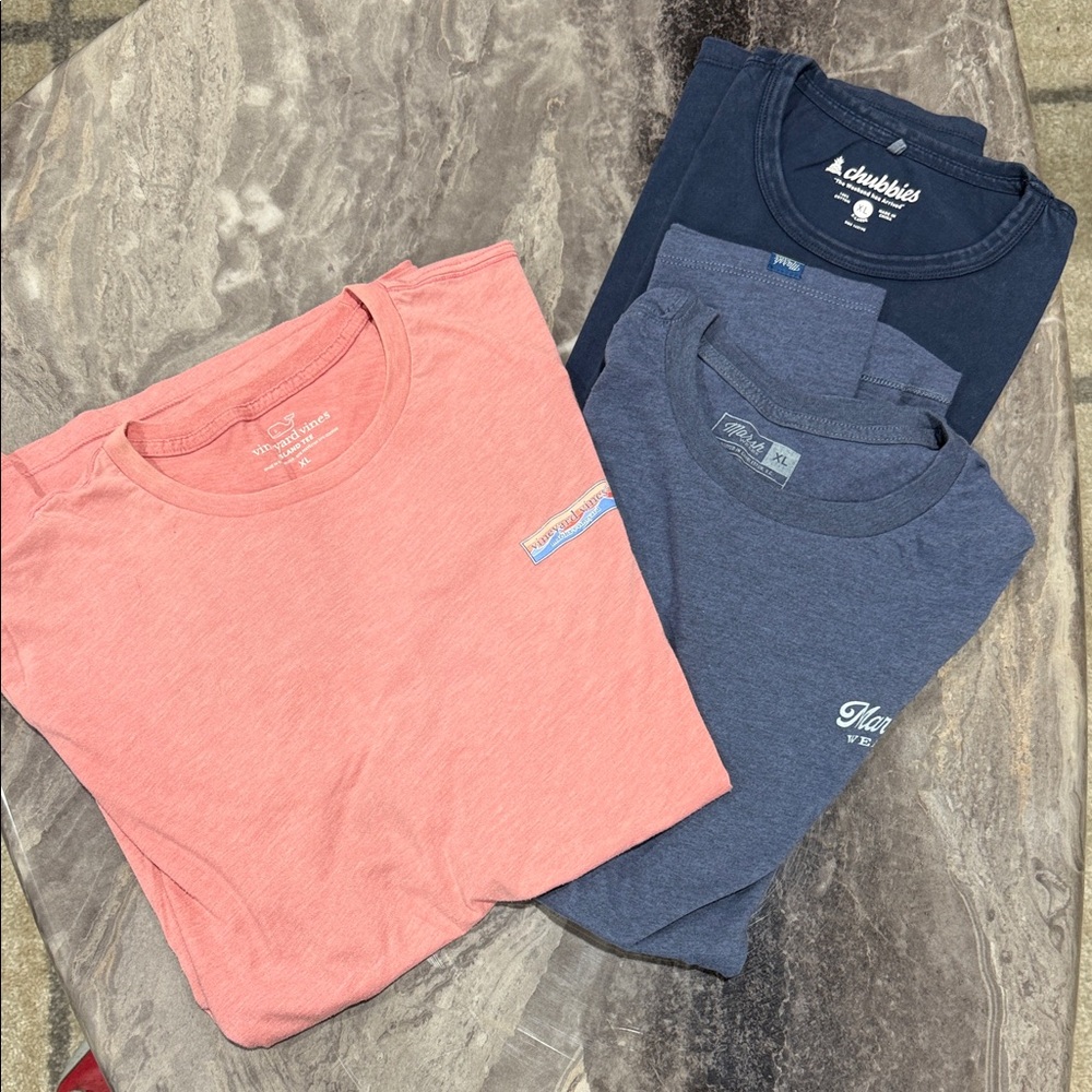 Vineyard Vines, Marsh and Chubbies Tees - Coral and Navy